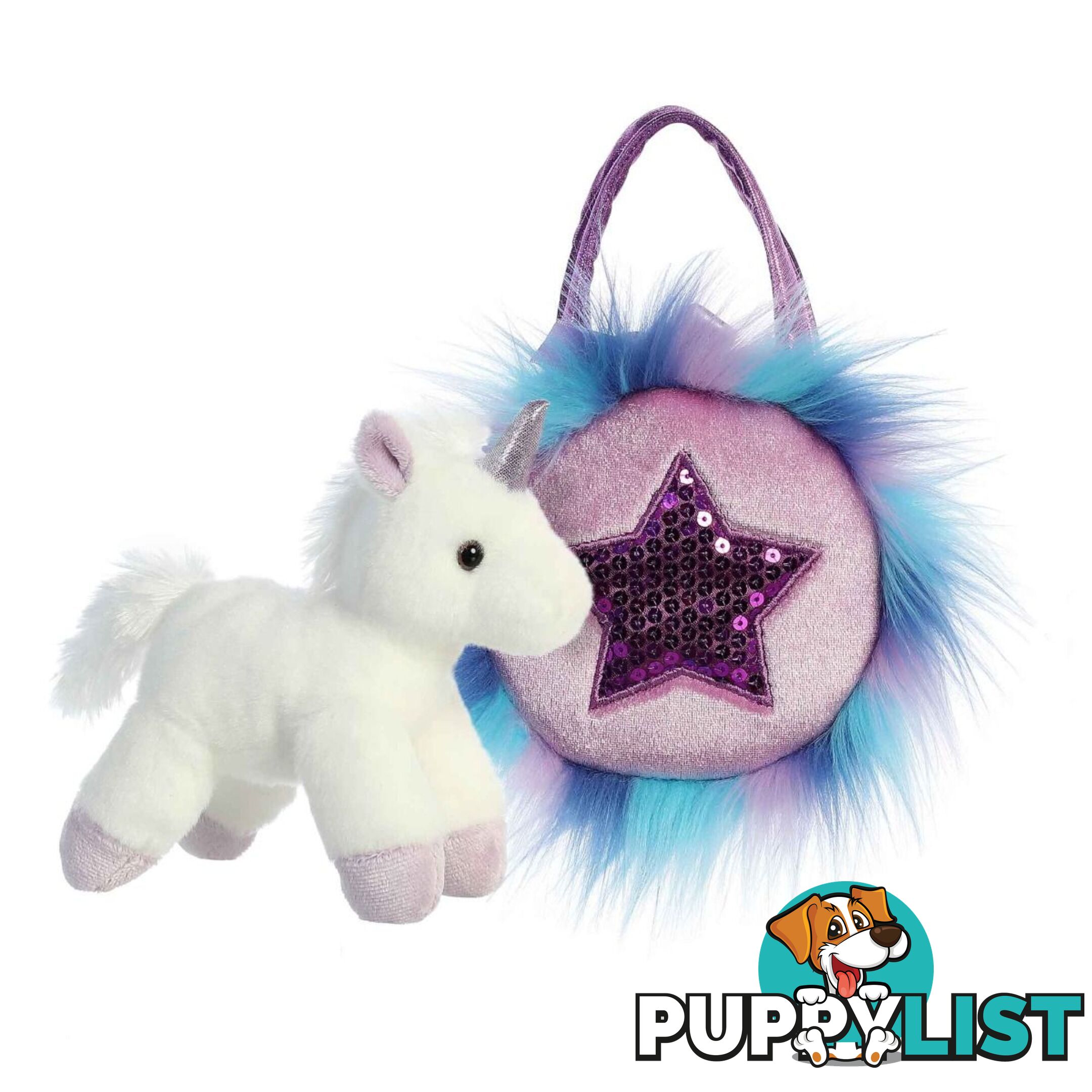 Cotton Candy -  Fancy Pals Unicorn In Purple Fluffy Star Bag - Ccfp305 - 9353468012797