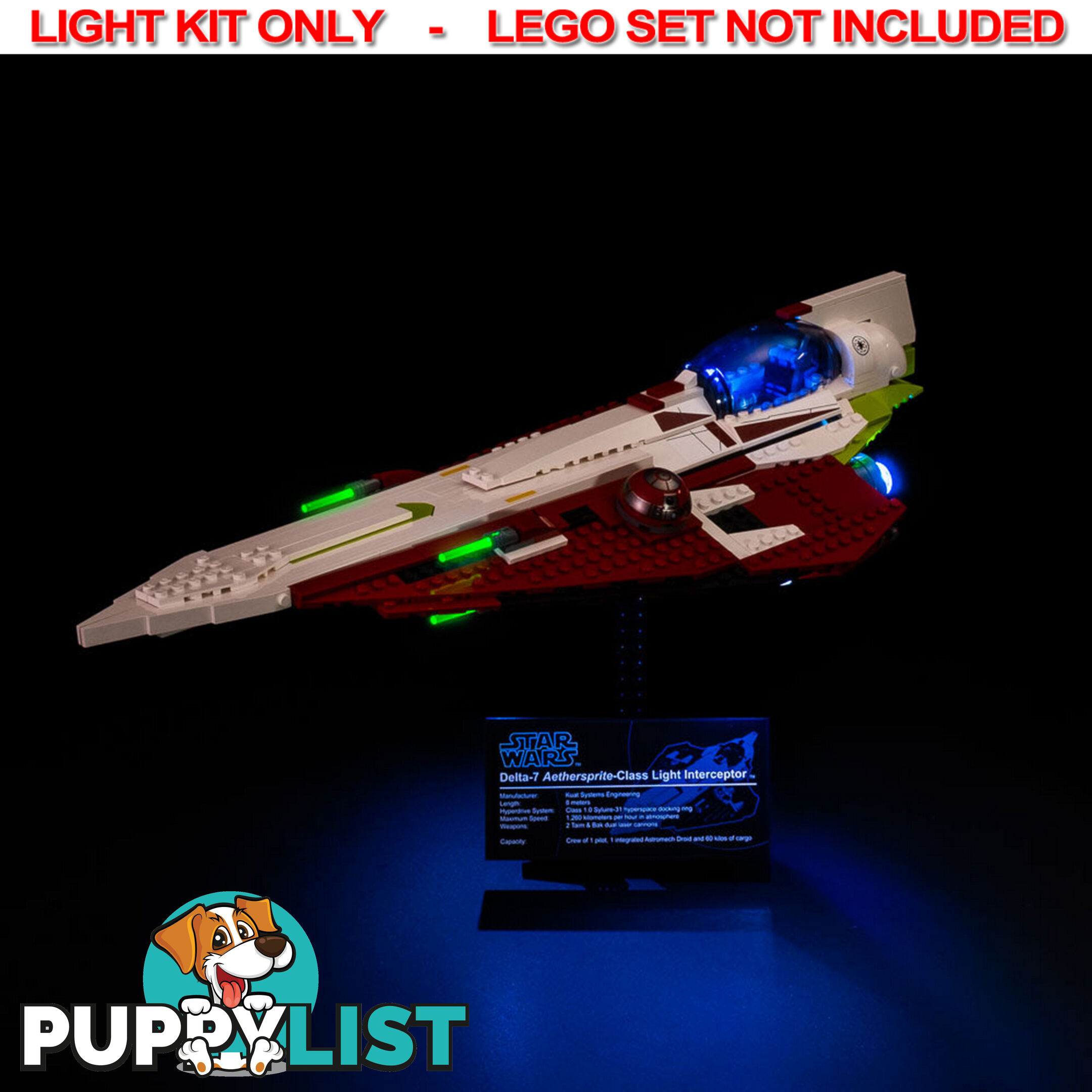 LIGHT KIT for LEGO UCS Obi-Wan's Jedi Starfighter 10215 - Light My Bricks - 754523893570