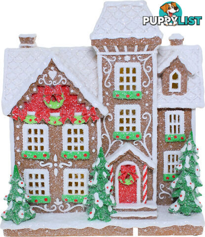 Cotton Candy - Xmas Led Gingerbread Townhouse 35cm Statue - Ccxswt05 - 9353468019352