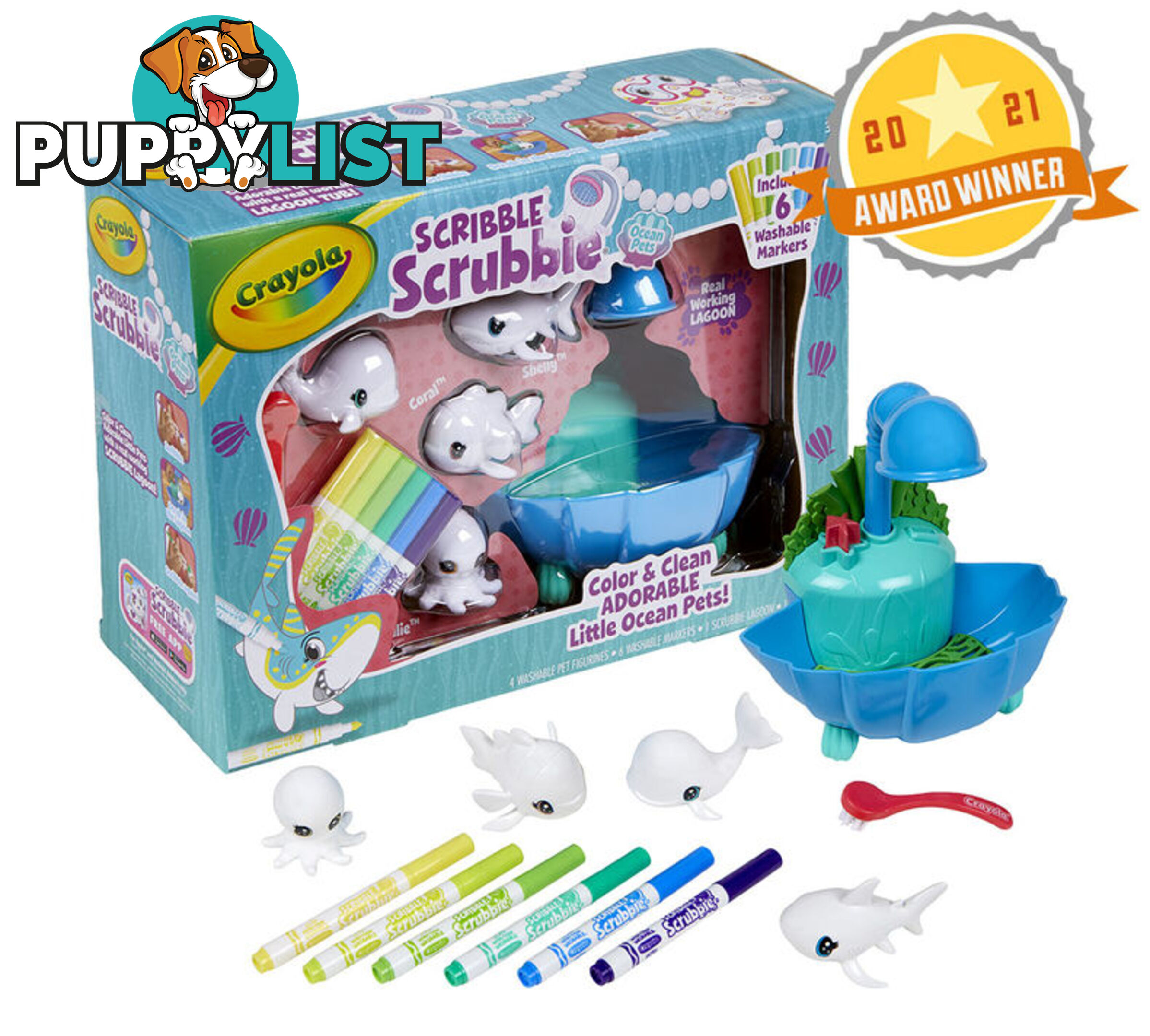 Crayola - Scribble Scrubbie Pets Blue Lagoon Playset- Bs747441 - 71662074418