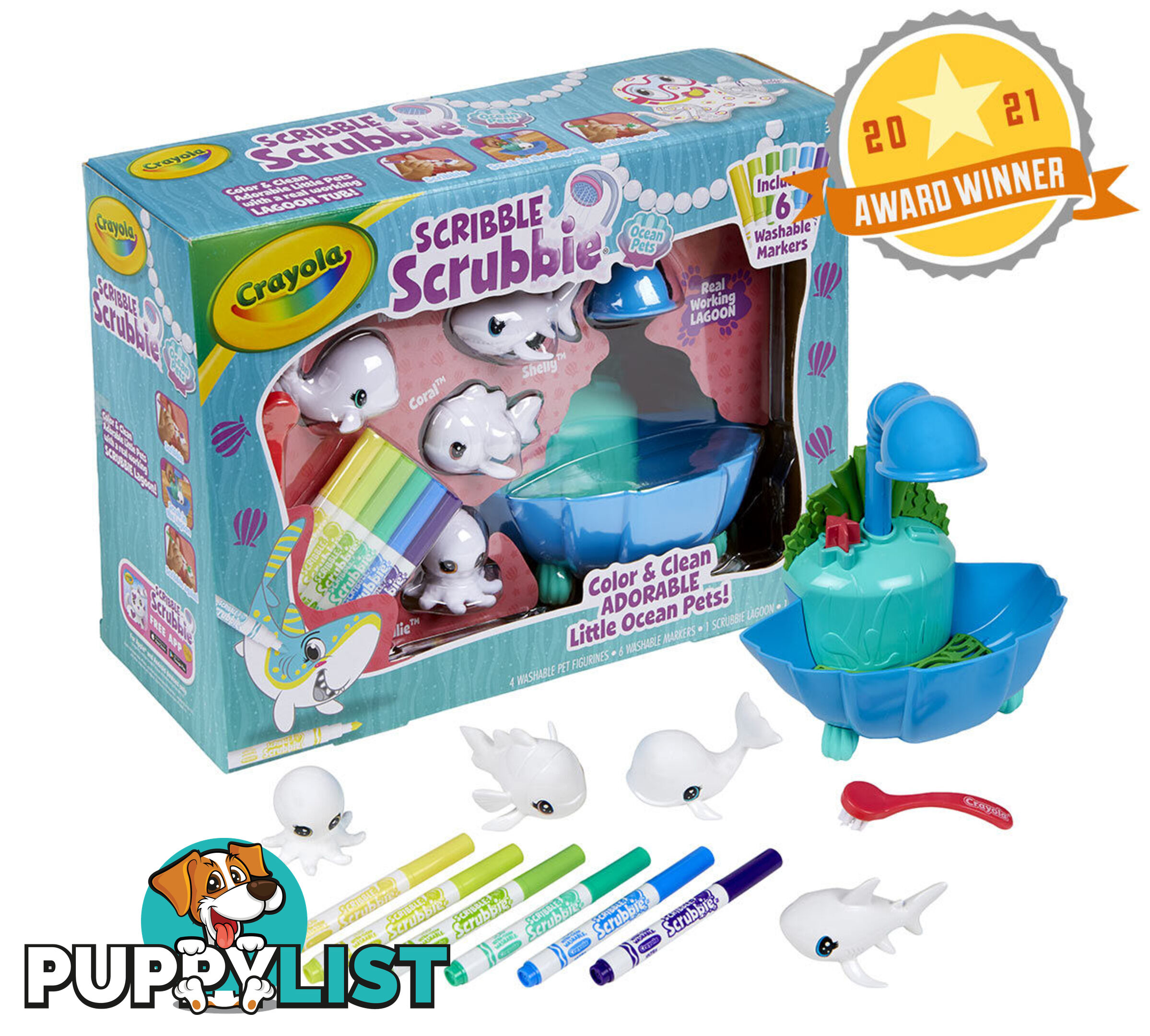 Crayola - Scribble Scrubbie Pets Blue Lagoon Playset- Bs747441 - 71662074418