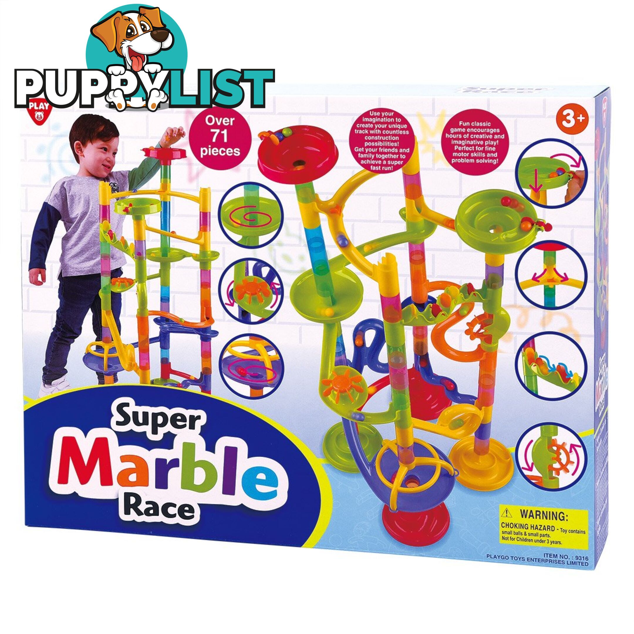 Super Marble Race Playset - 71 Pieces Playgo Toys Ent. Ltd Art28709 - 4892401093165