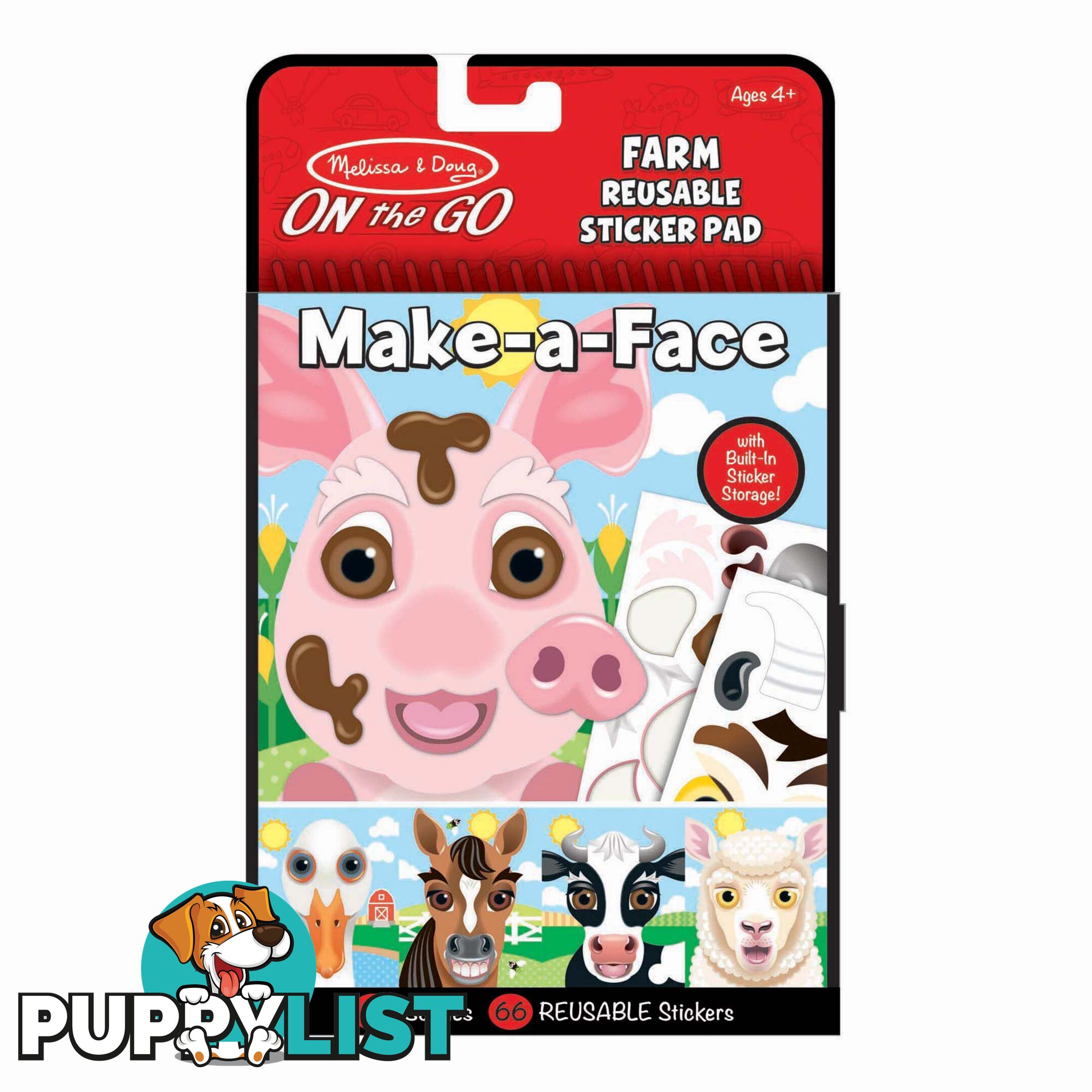 Melissa & Doug - Make-a-face - Farm Reusable Sticker Pad - On The Go Travel Activity Mdmnd30511 - 0000772305112