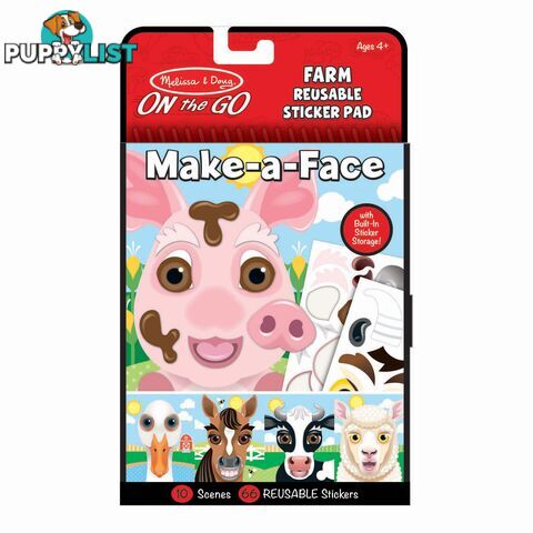 Melissa & Doug - Make-a-face - Farm Reusable Sticker Pad - On The Go Travel Activity Mdmnd30511 - 0000772305112