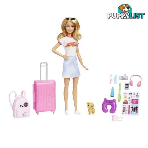 Barbie Doll And Accessories Travel Set With Puppy - Mahjy18 - 194735098125