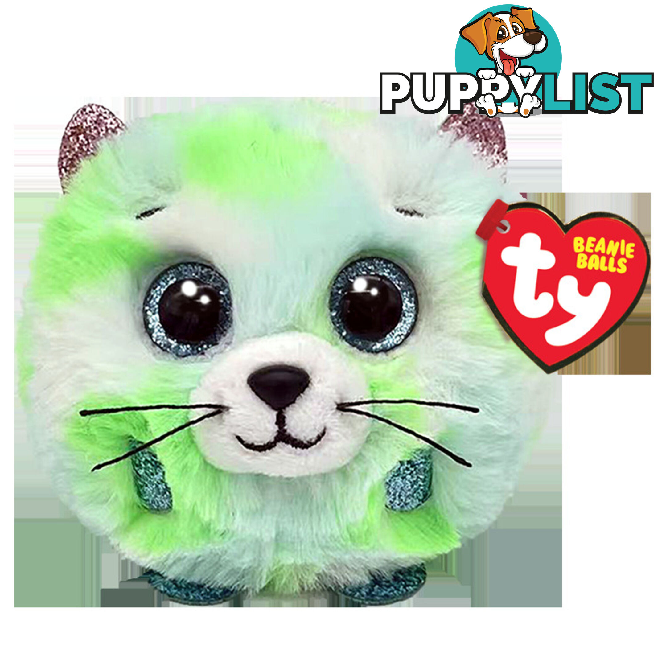 Ty Beanie Boos Balls - Evie Green Cat - Puffies - Bg42537 - 008421425372