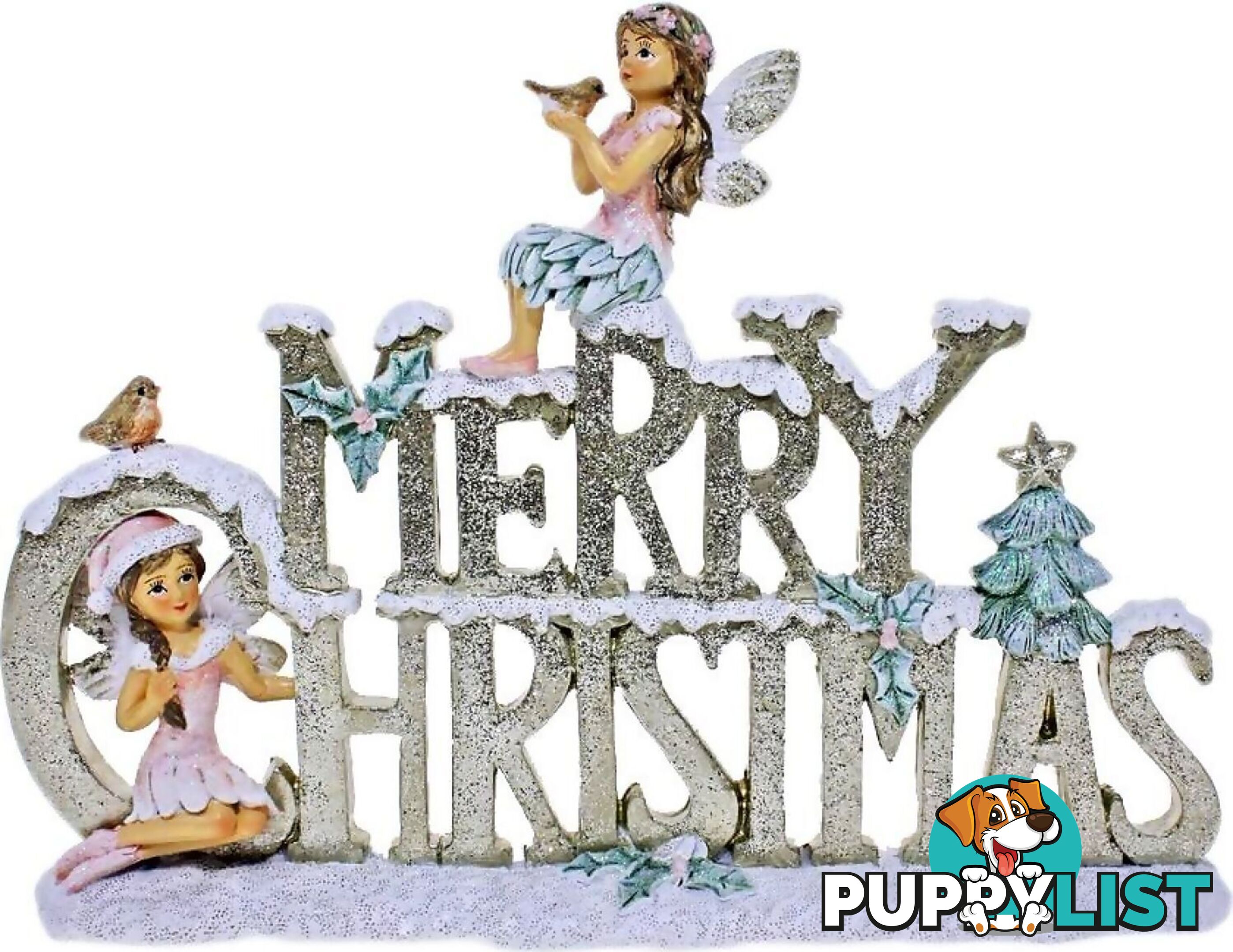 Cotton Candy - Xmas Sign With Merry Christmas Fairy Ornament - Ccxkn34 - 9353468012353