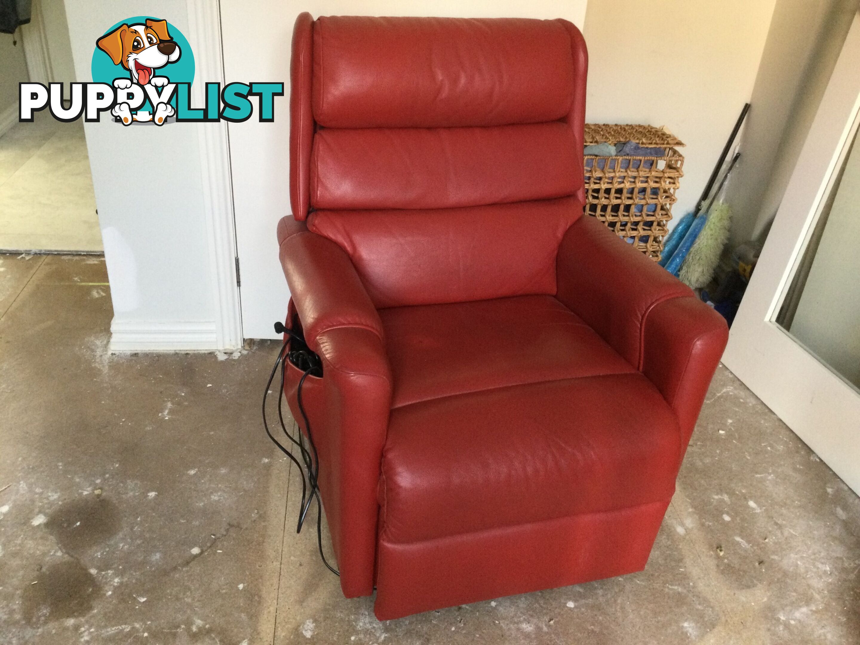 Comfortable red leather armchair