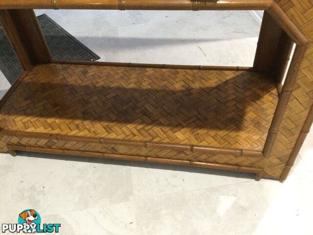 Vintage Bamboo Bar/Side Table on Wheels