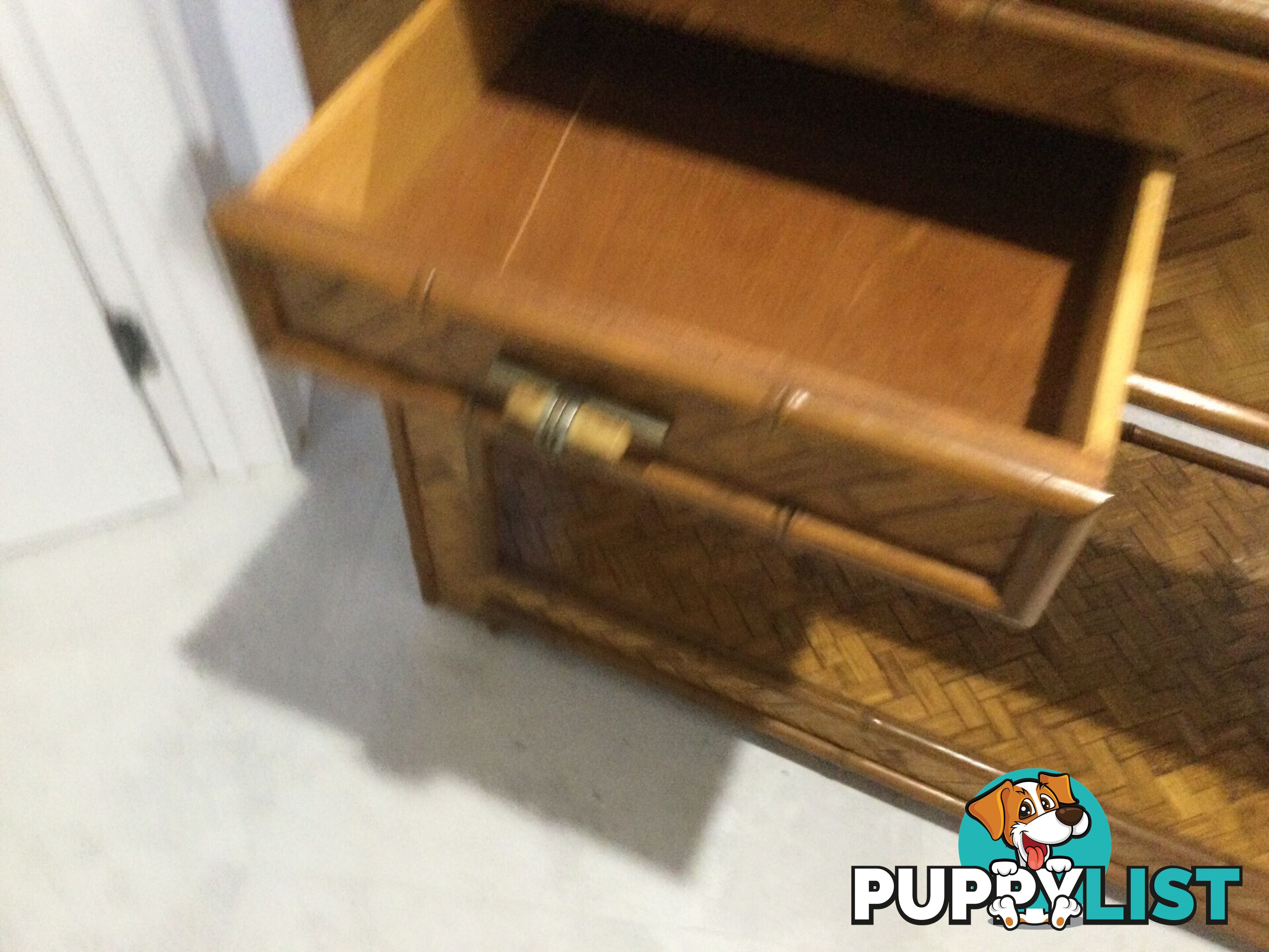Vintage Bamboo Bar/Side Table on Wheels