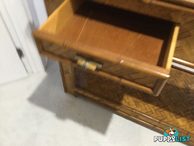Vintage Bamboo Bar/Side Table on Wheels