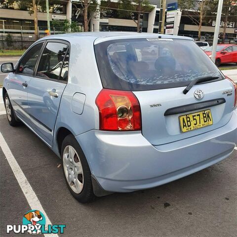 2004 TOYOTA COROLLA ASCENT SECA ZZE122R HATCH, 5 DOORS, 5 SEATS