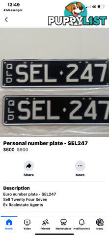 Personal Number Plate SEL 247 -ex Realestate Agent
