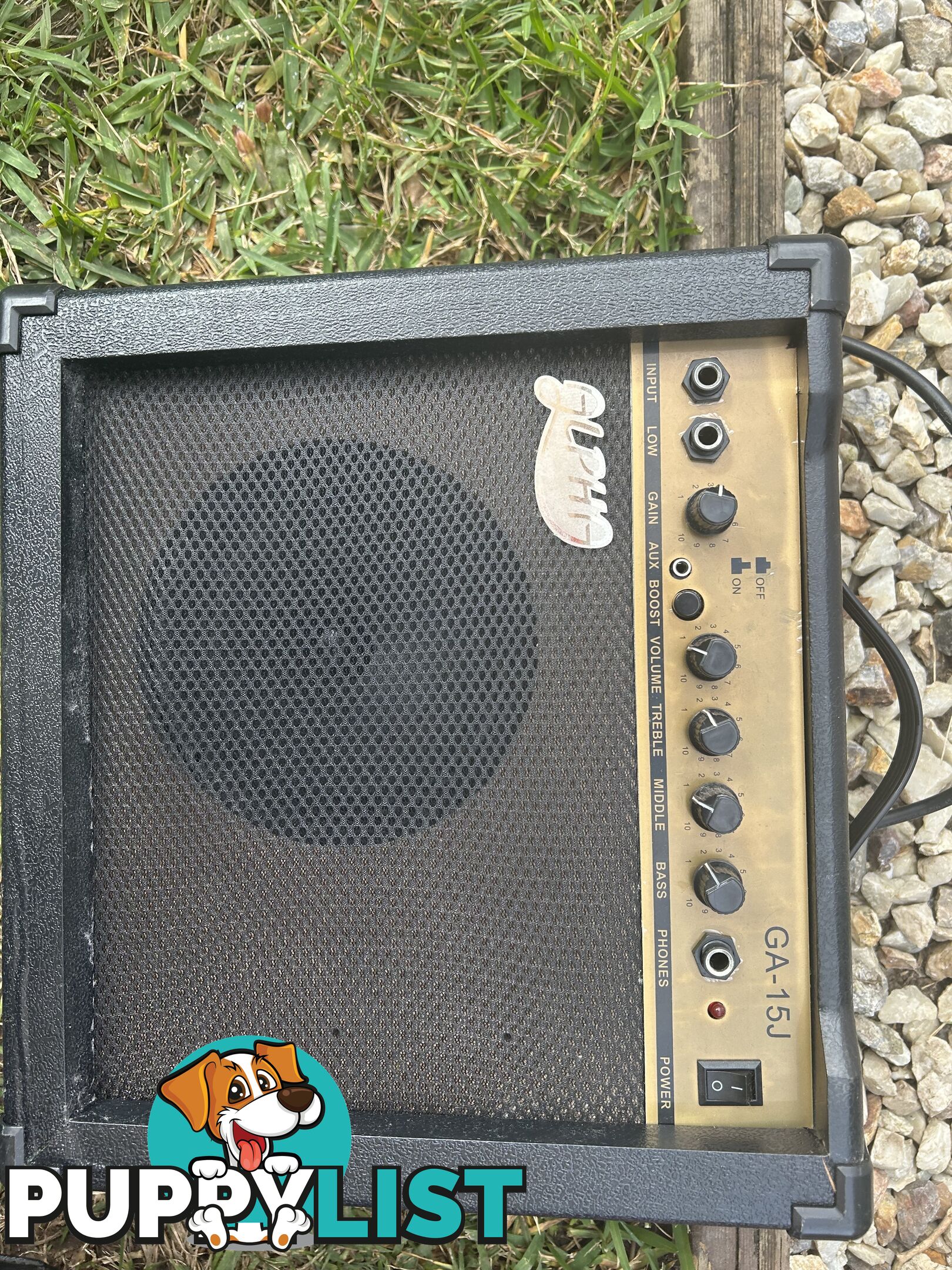Electric guitar, small amp and hard case