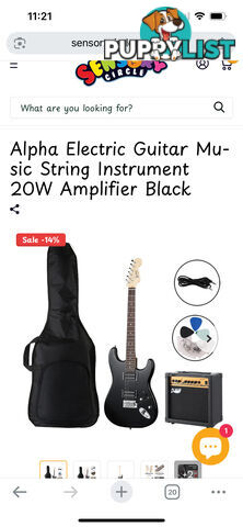 Electric guitar, small amp and hard case
