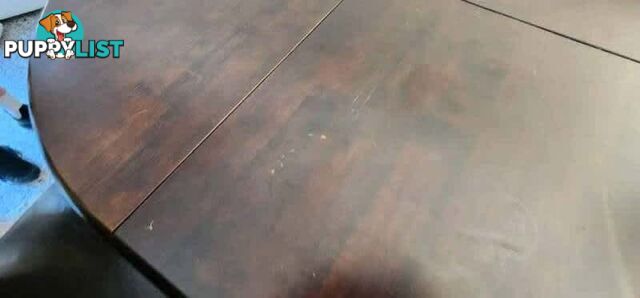 Elegant Dark Wood Dining Table with 6 Leather Chairs Good Condition