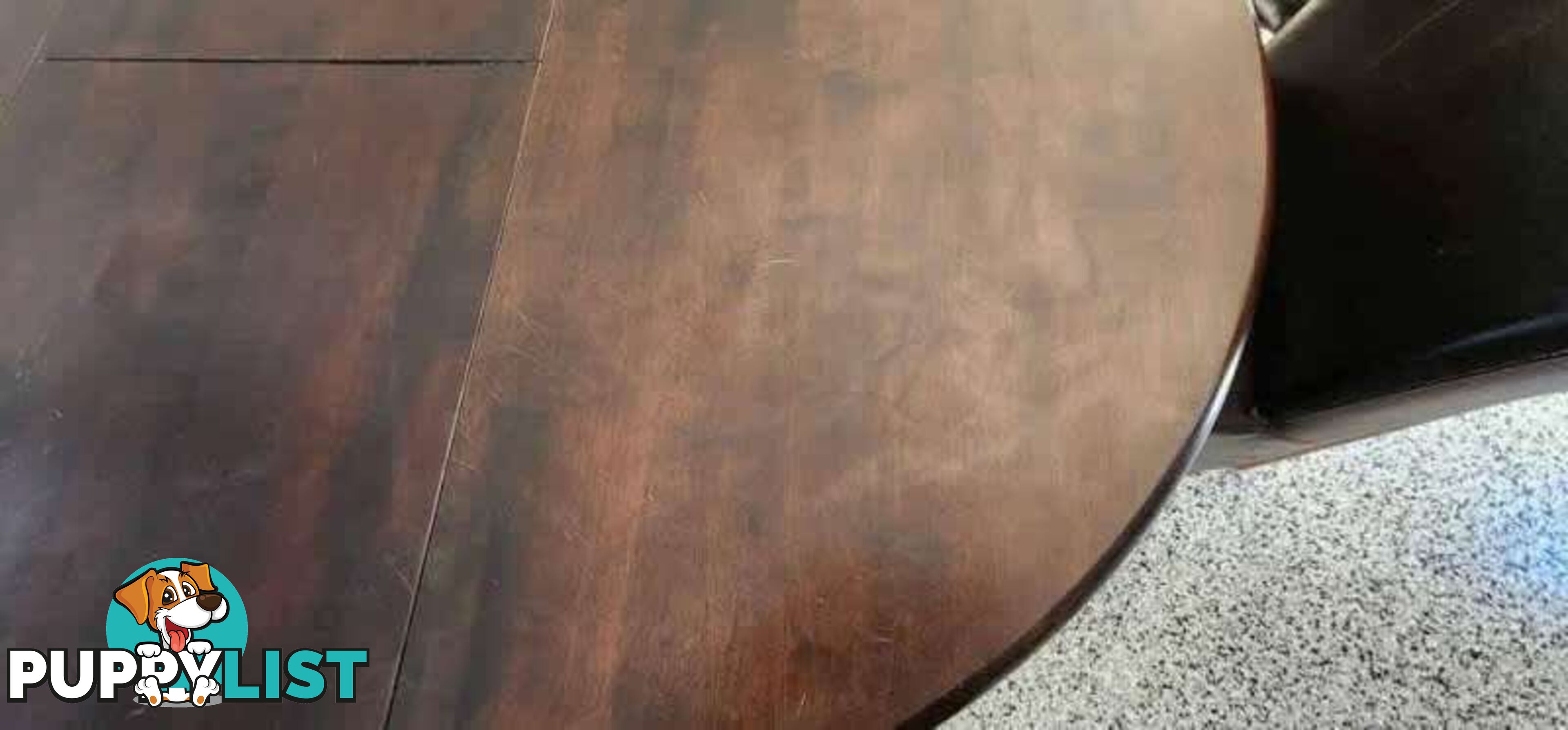Elegant Dark Wood Dining Table with 6 Leather Chairs Good Condition