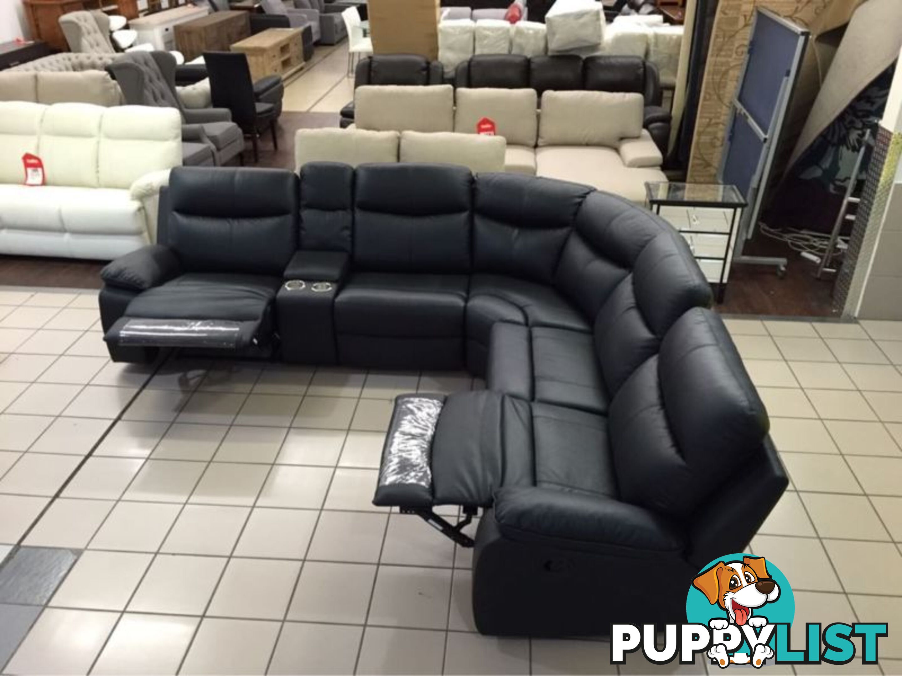 GENUINE LEATHER - APOLLO MODULAR LOUNGE W/2 RECLINERS