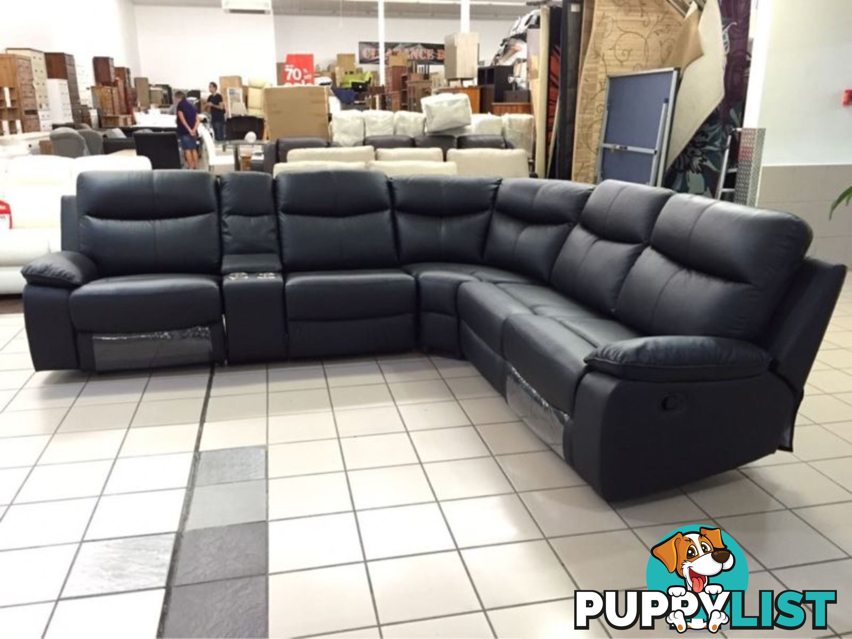 GENUINE LEATHER - APOLLO MODULAR LOUNGE W/2 RECLINERS