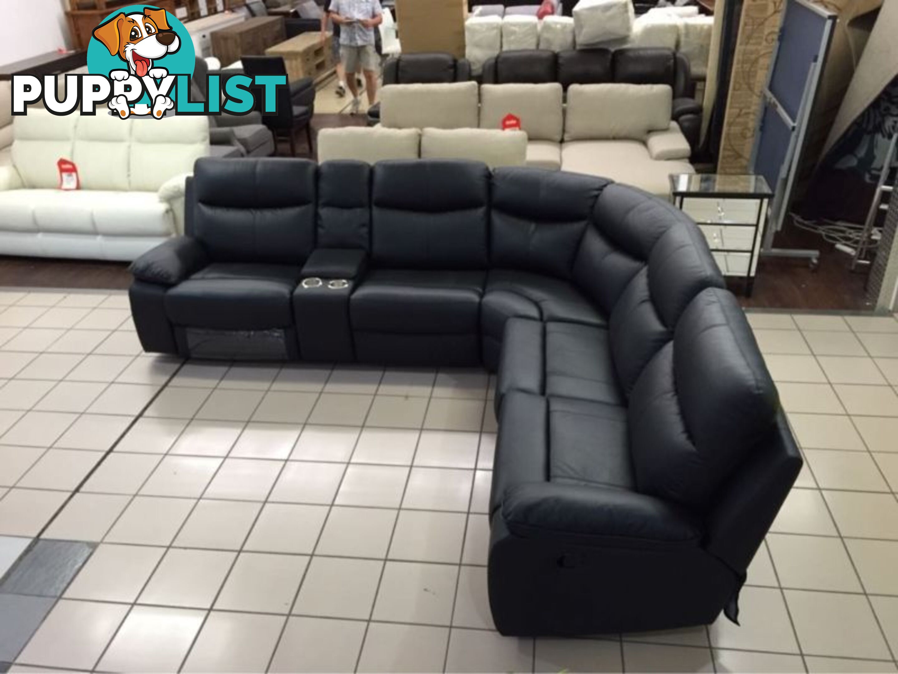 GENUINE LEATHER - APOLLO MODULAR LOUNGE W/2 RECLINERS