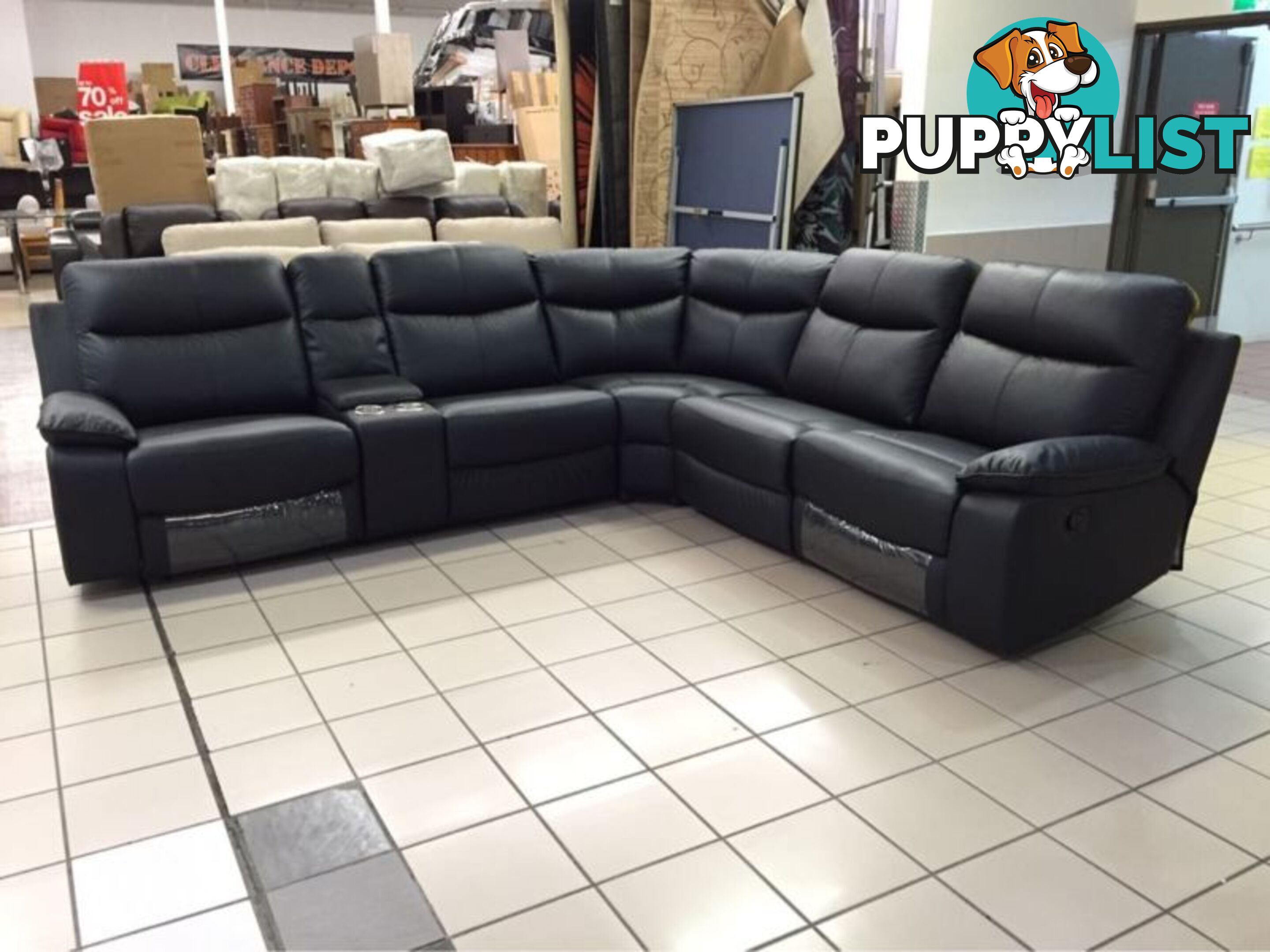 GENUINE LEATHER - APOLLO MODULAR LOUNGE W/2 RECLINERS