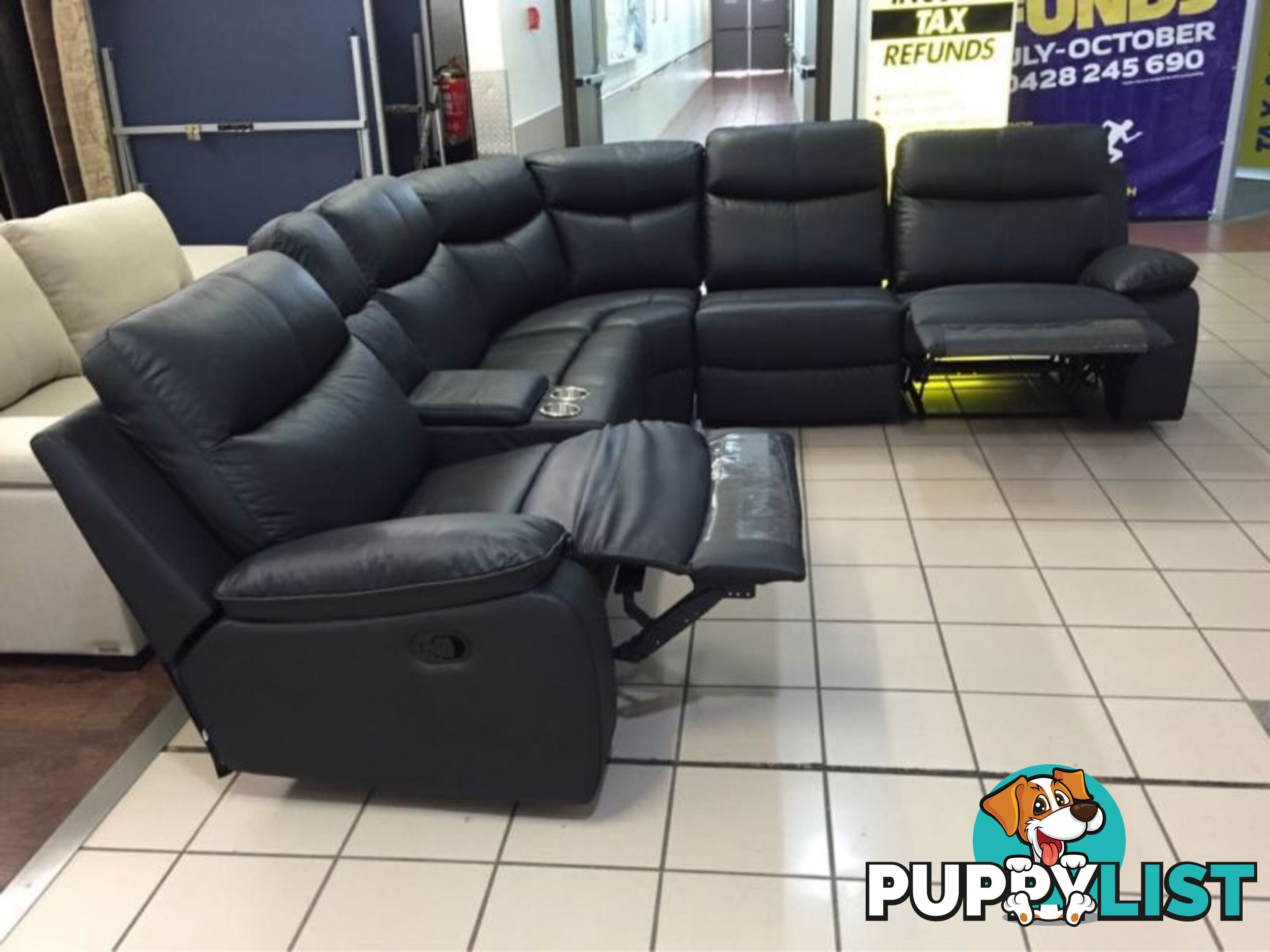 GENUINE LEATHER - APOLLO MODULAR LOUNGE W/2 RECLINERS