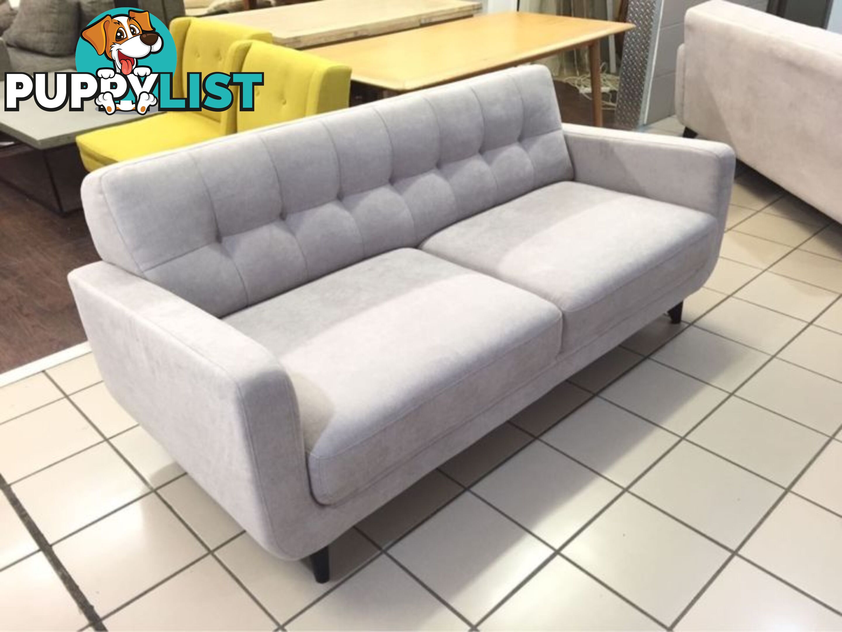 GREY 2.5 SEATER FABRIC RETRO INSPIRED SOFA