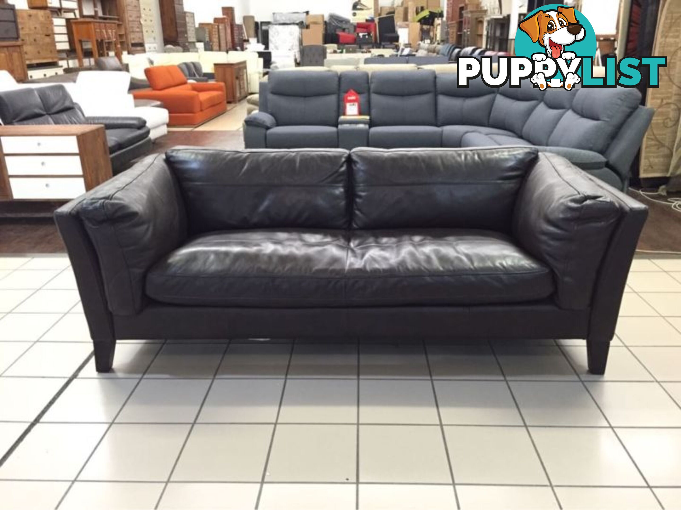 100% LEATHER - 3 SEATER LOUNGE (CHOCOLATE)