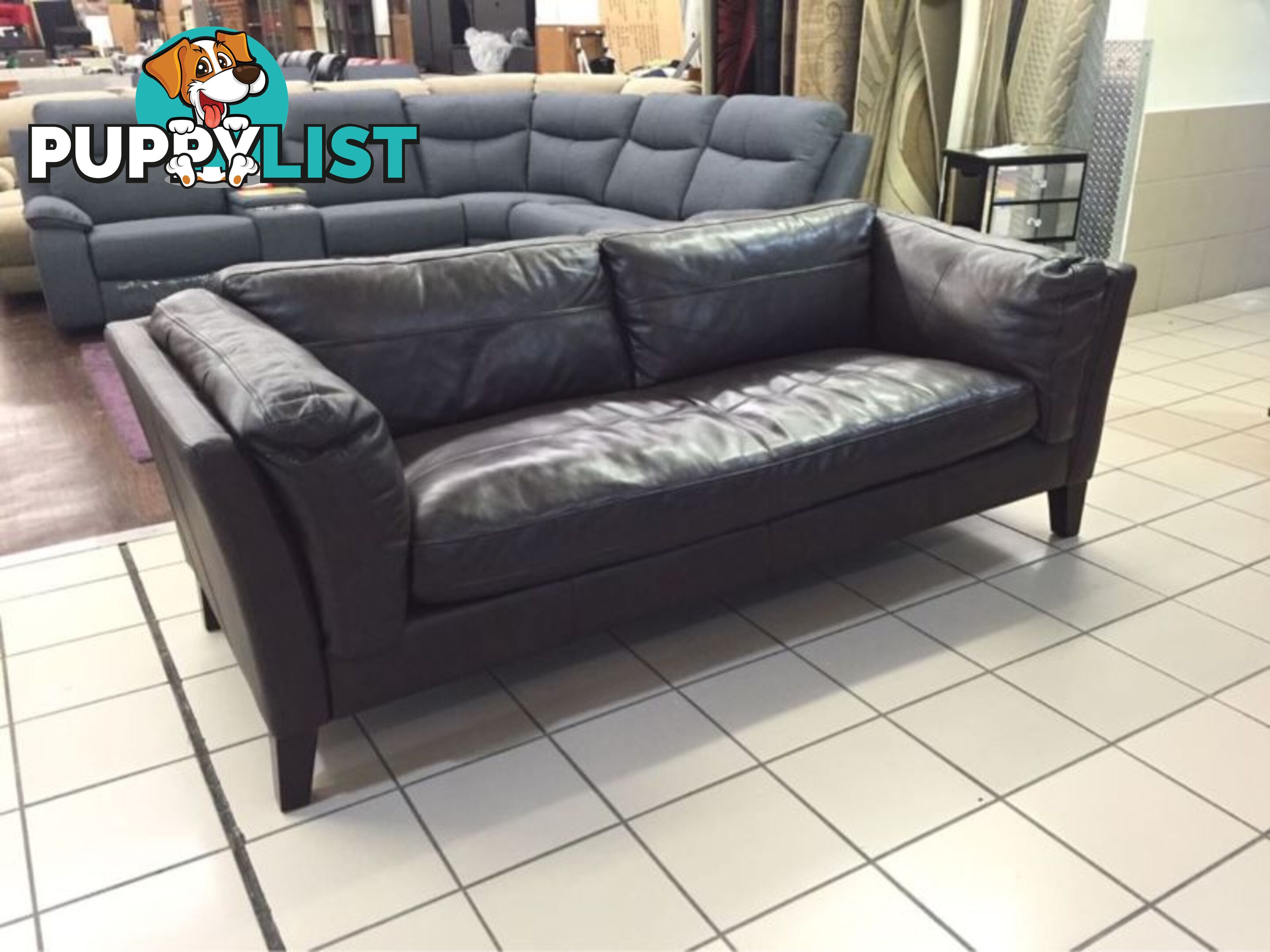 100% LEATHER - 3 SEATER LOUNGE (CHOCOLATE)