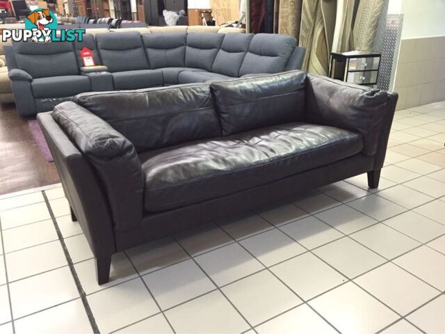 100% LEATHER - 3 SEATER LOUNGE (CHOCOLATE)