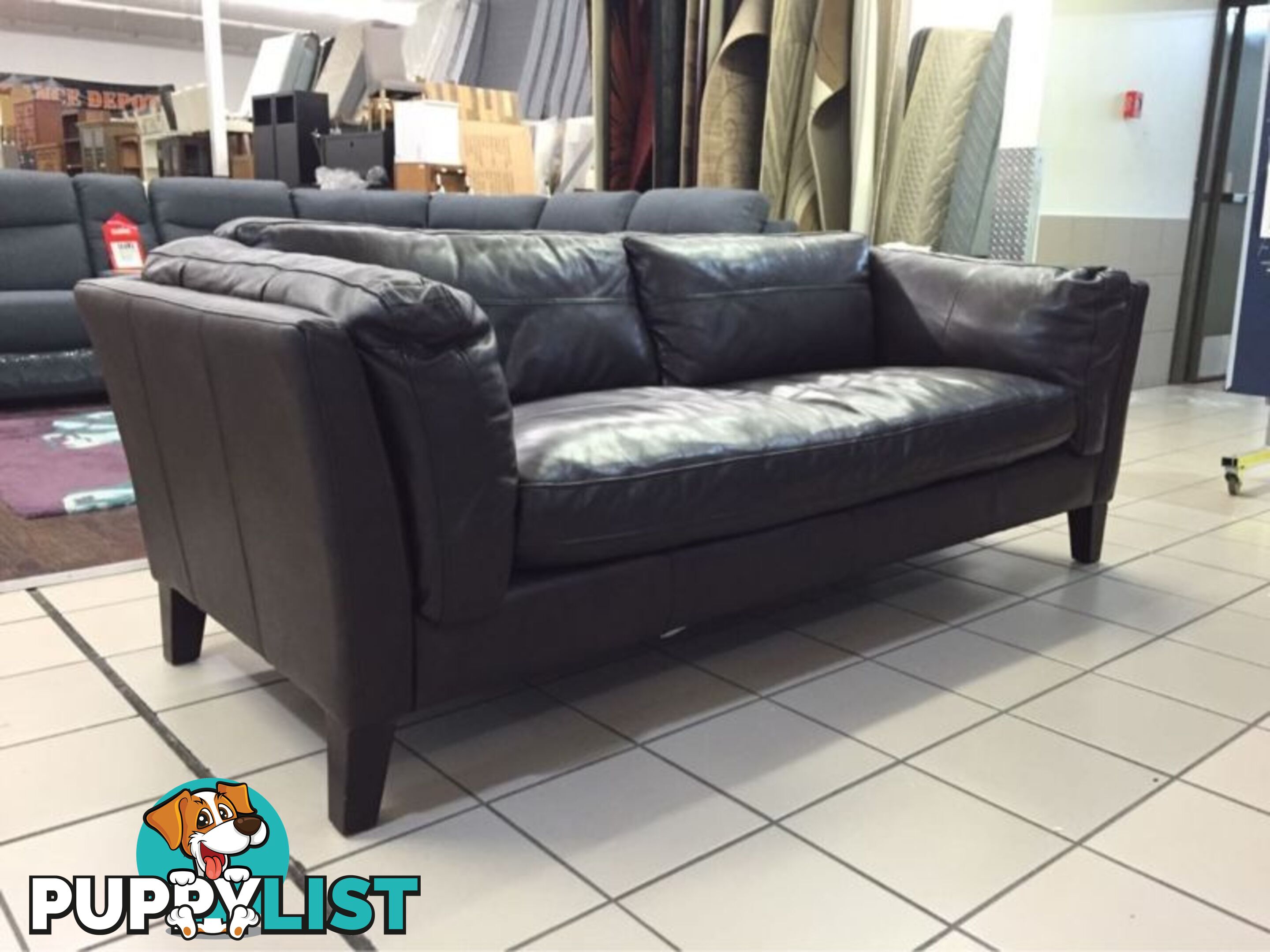 100% LEATHER - 3 SEATER LOUNGE (CHOCOLATE)