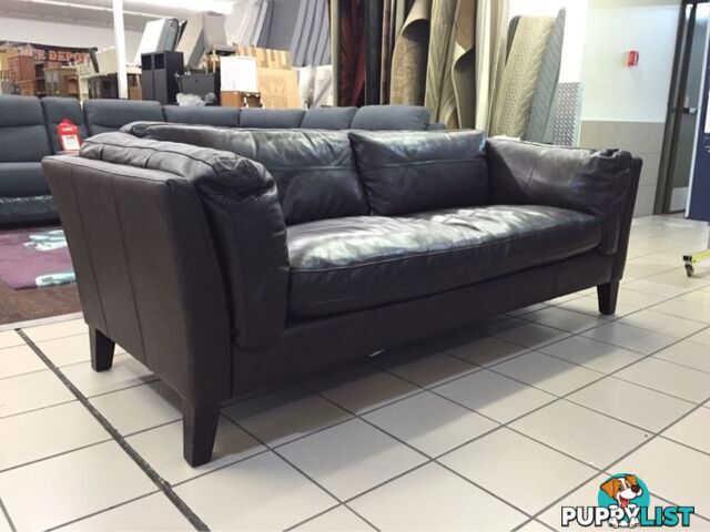 100% LEATHER - 3 SEATER LOUNGE (CHOCOLATE)