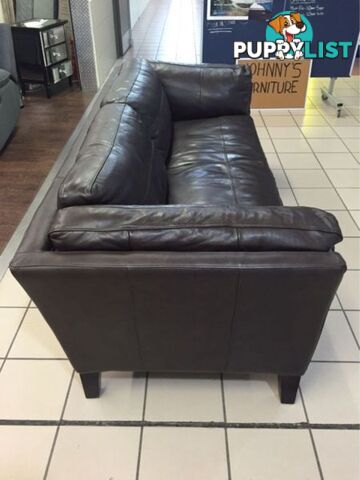 100% LEATHER - 3 SEATER LOUNGE (CHOCOLATE)