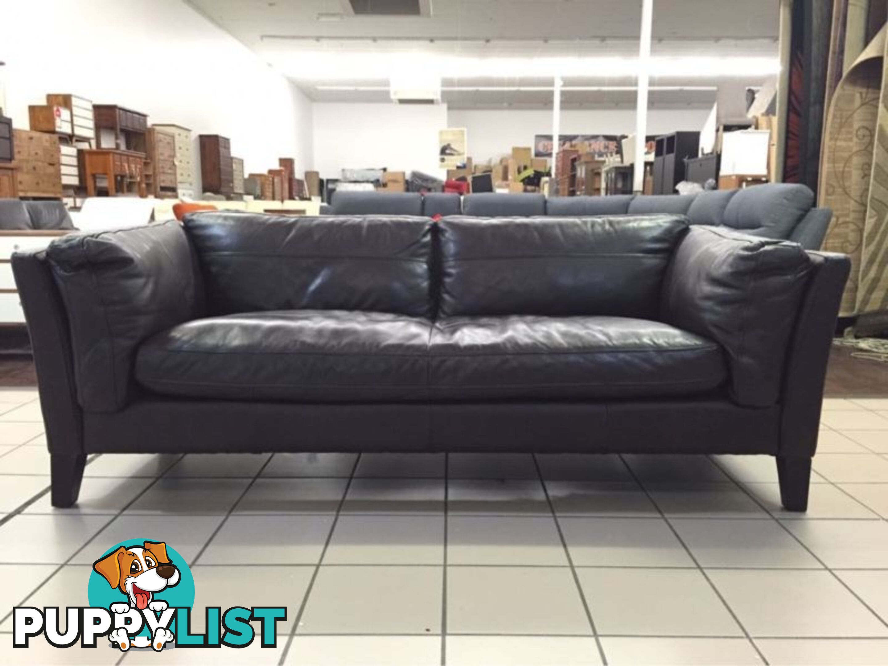 100% LEATHER - 3 SEATER LOUNGE (CHOCOLATE)