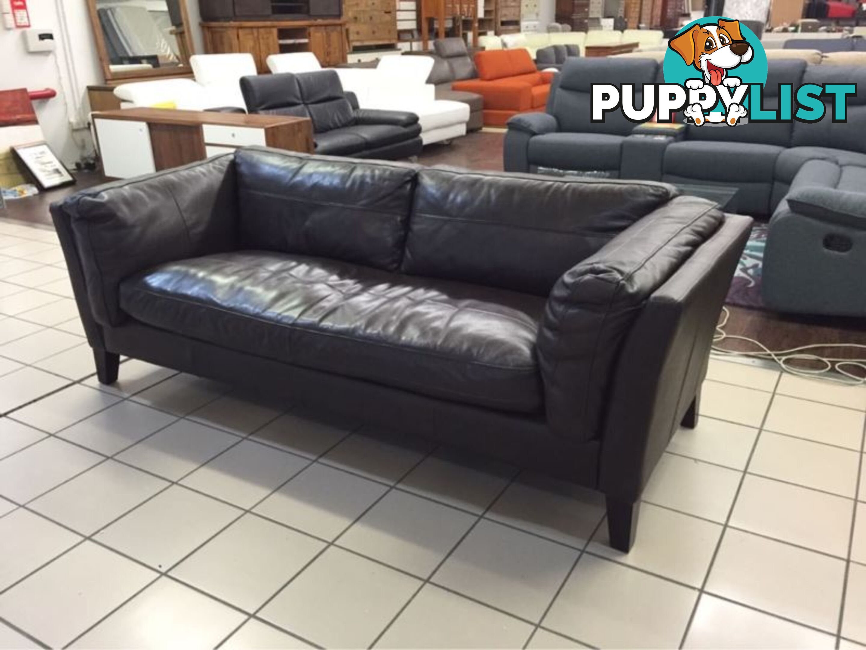 100% LEATHER - 3 SEATER LOUNGE (CHOCOLATE)