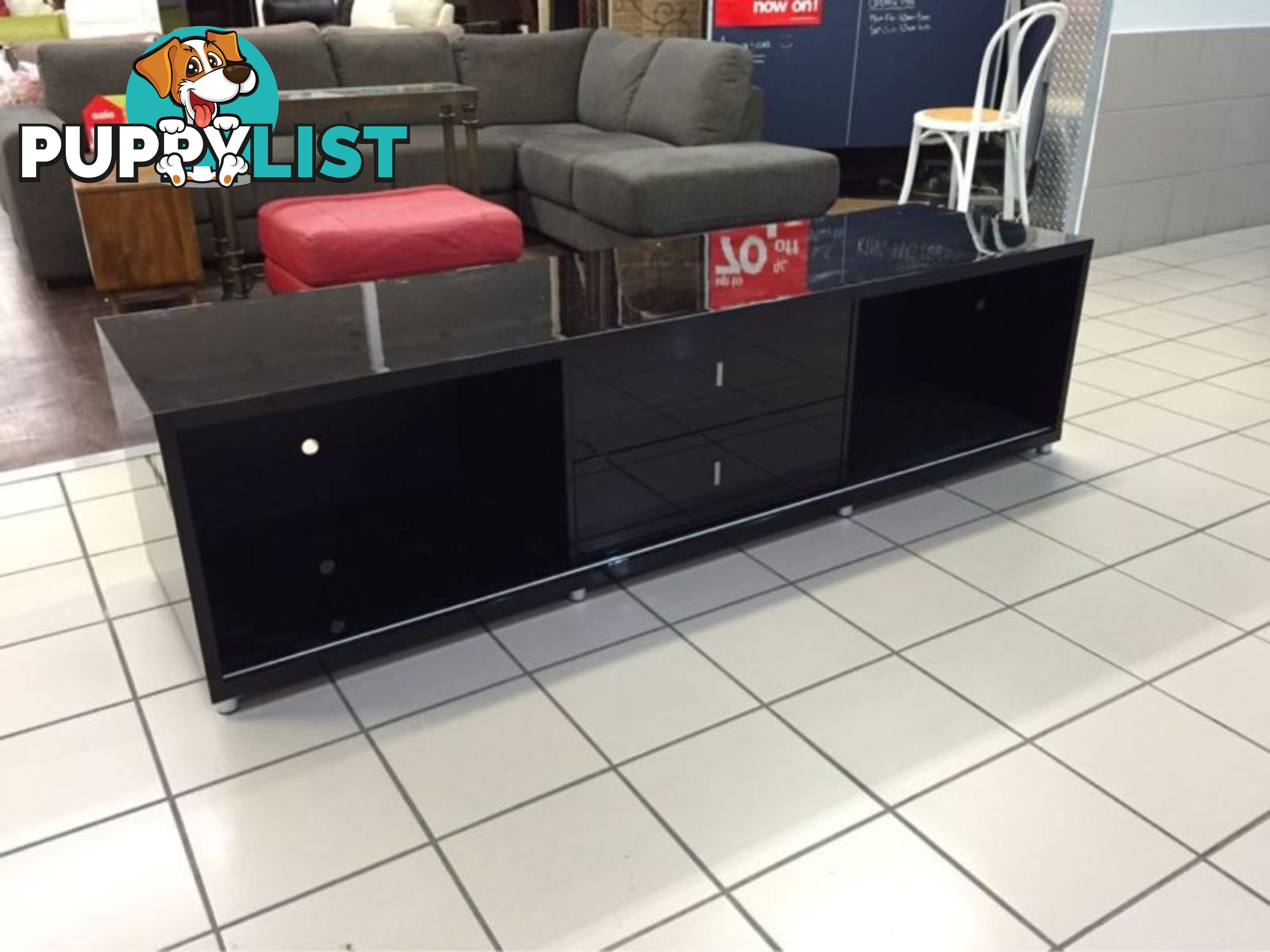 GLOSS BLACK TV UNIT 214CM