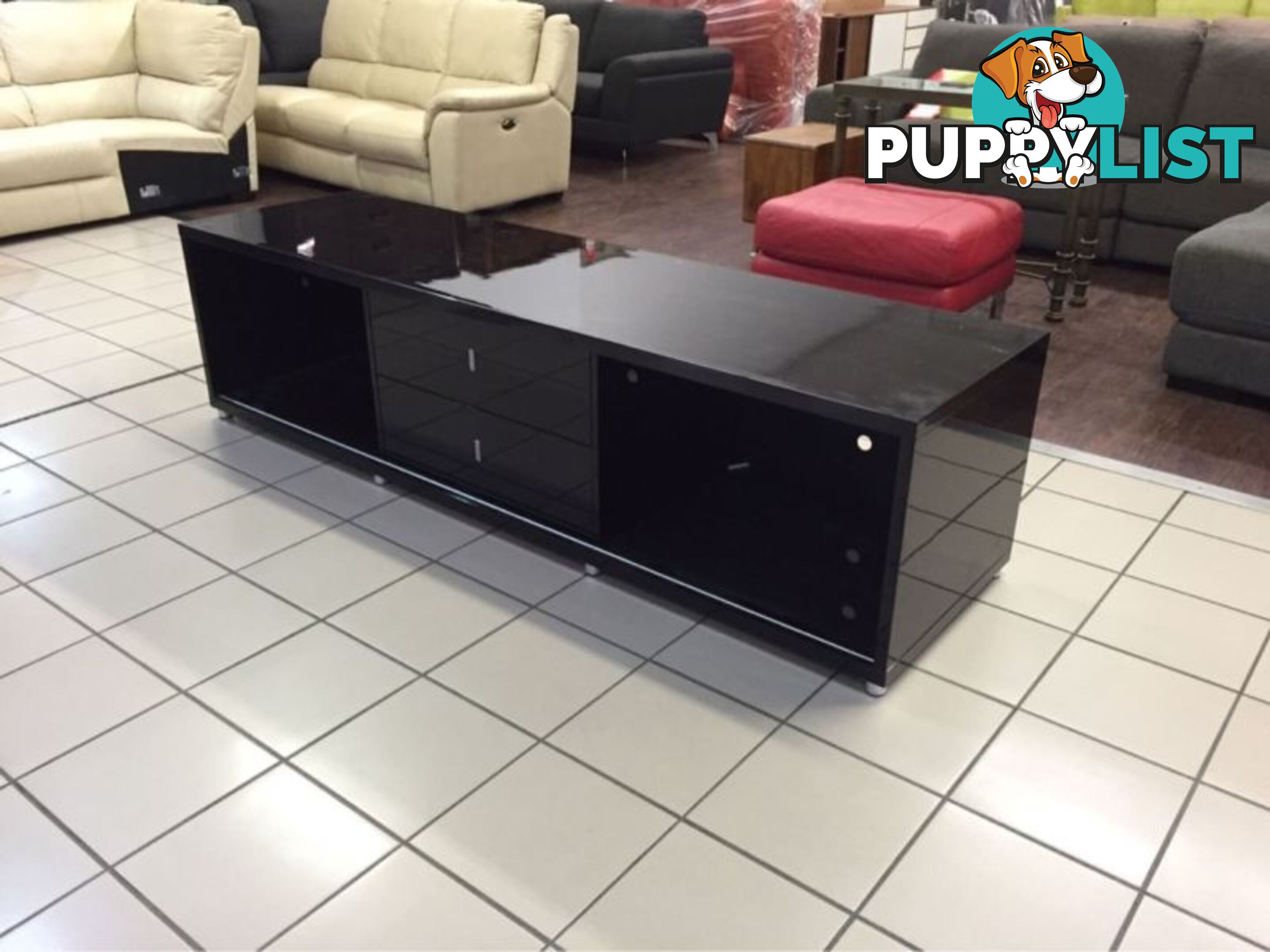 GLOSS BLACK TV UNIT 214CM