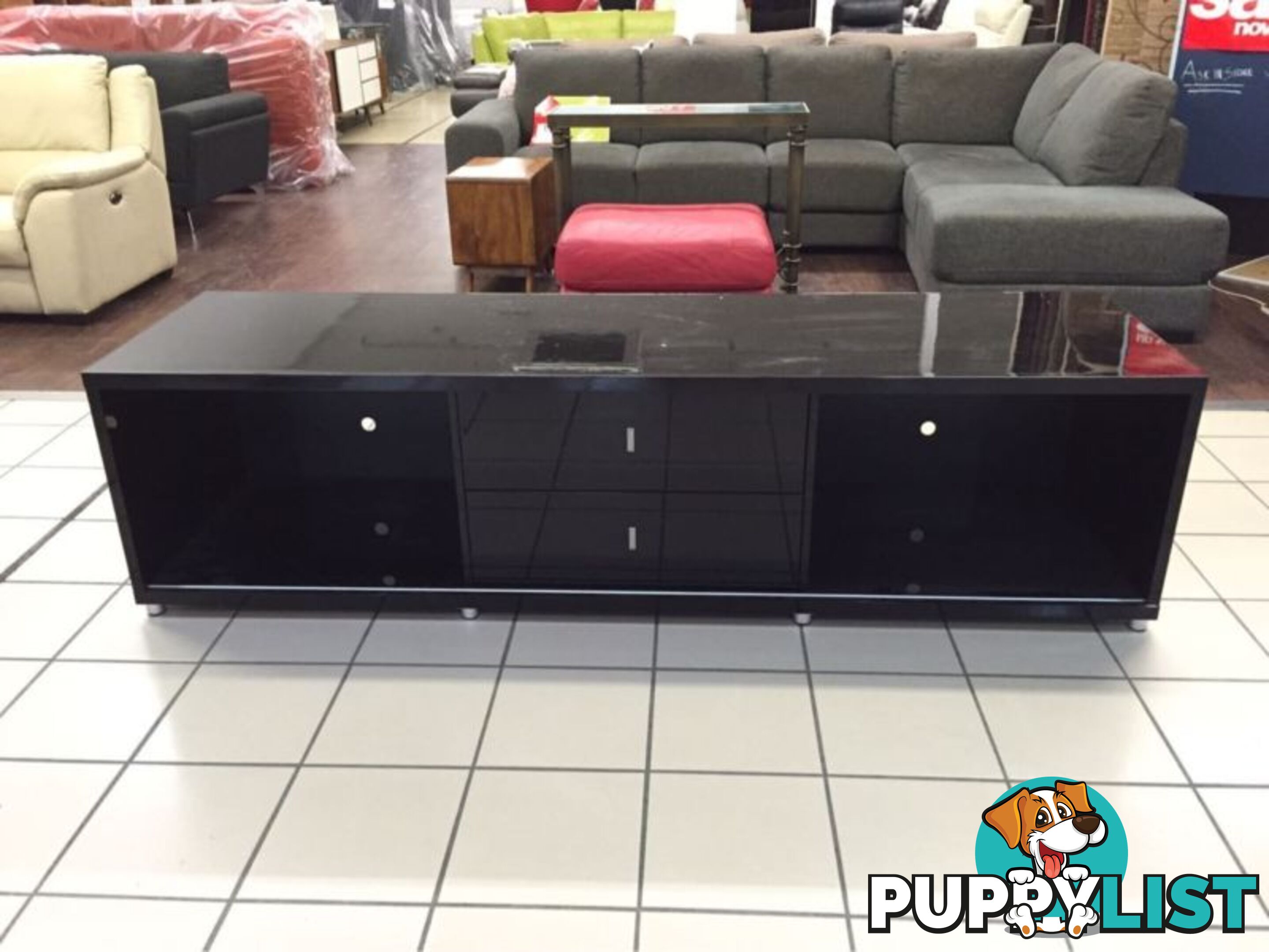 GLOSS BLACK TV UNIT 214CM