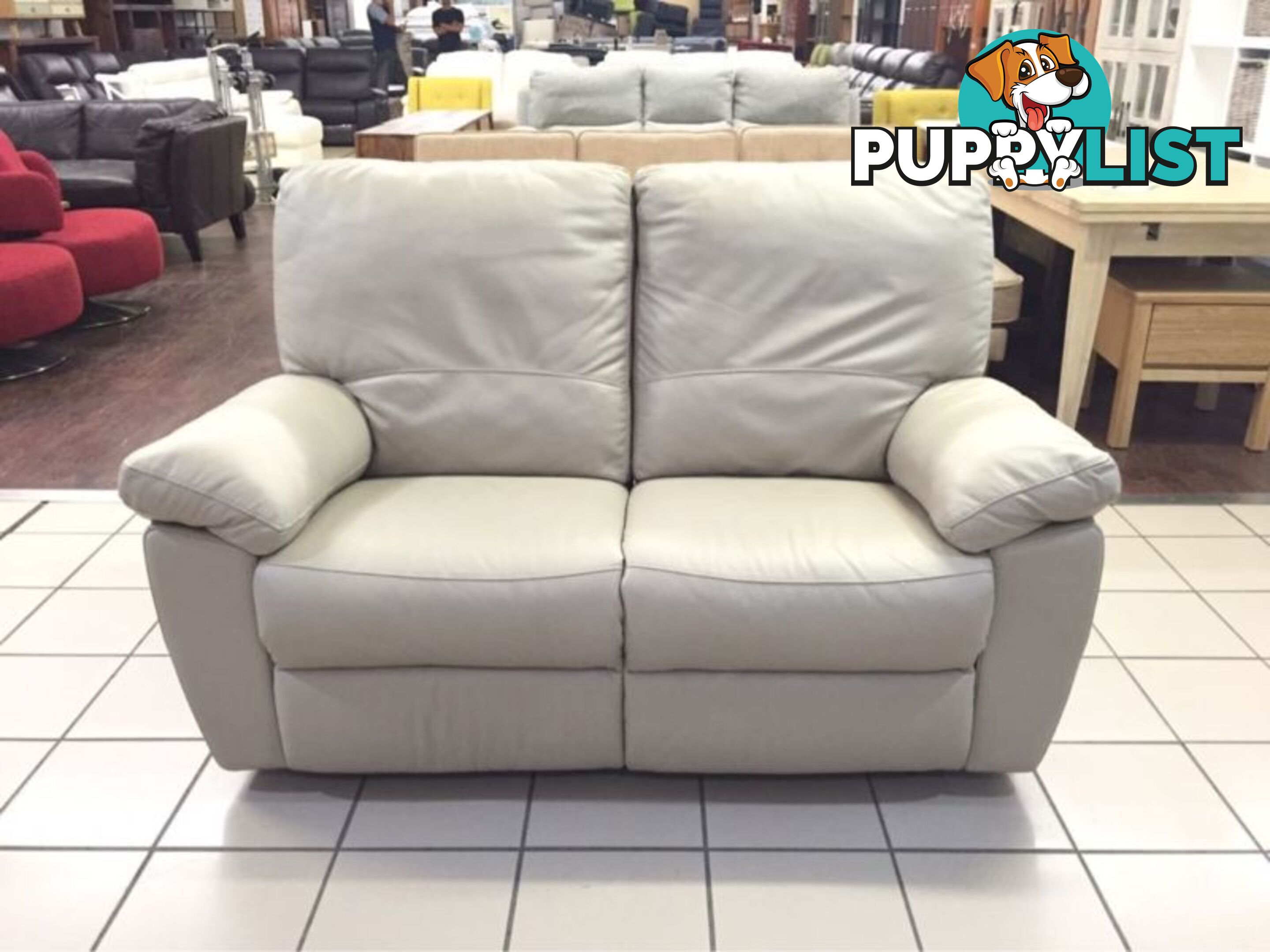 CLEARANCE 100% LEATHER 2 SEATER DUAL RECLINER