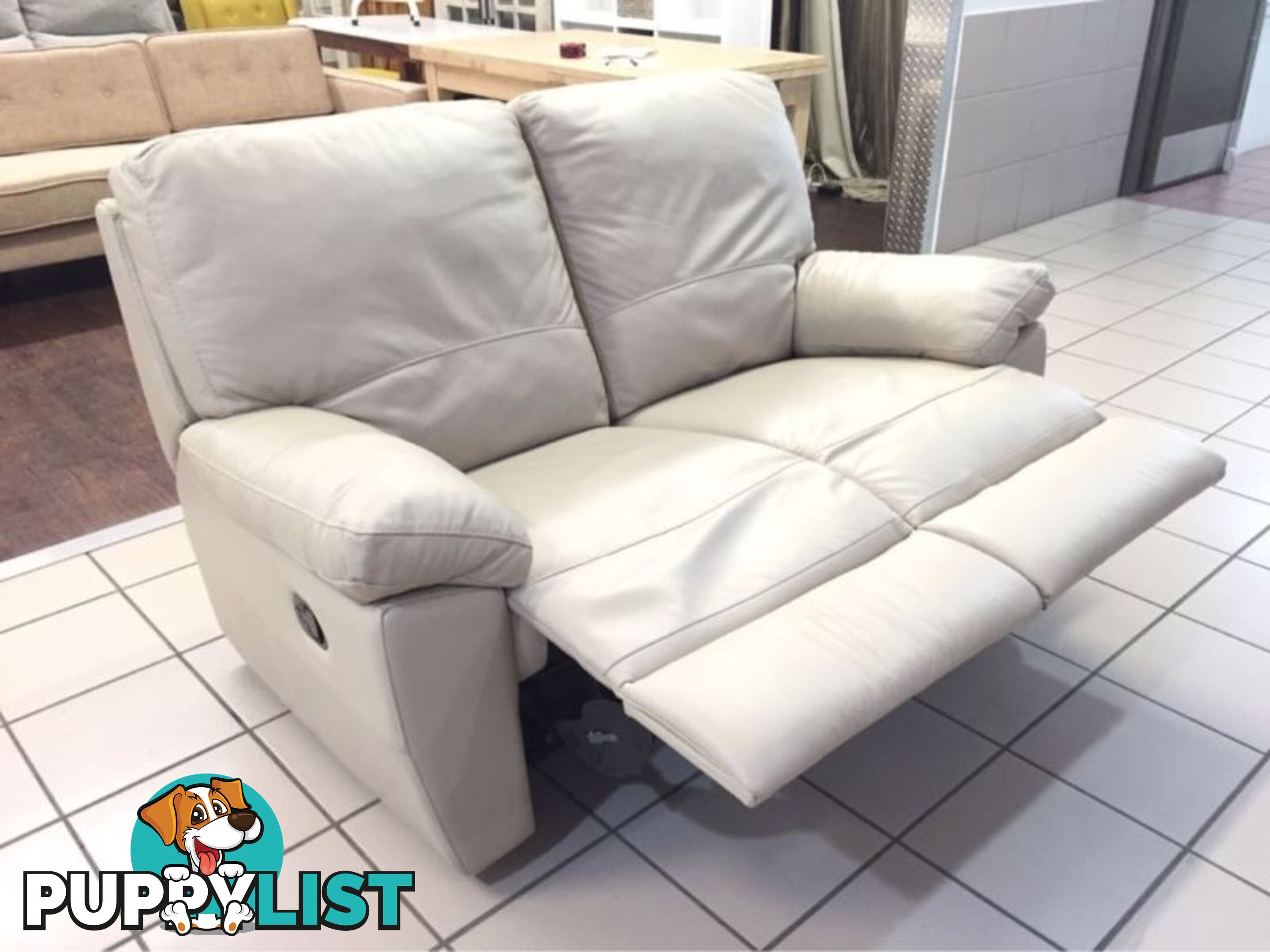 CLEARANCE 100% LEATHER 2 SEATER DUAL RECLINER