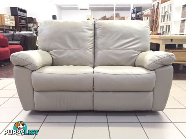 CLEARANCE 100% LEATHER 2 SEATER DUAL RECLINER