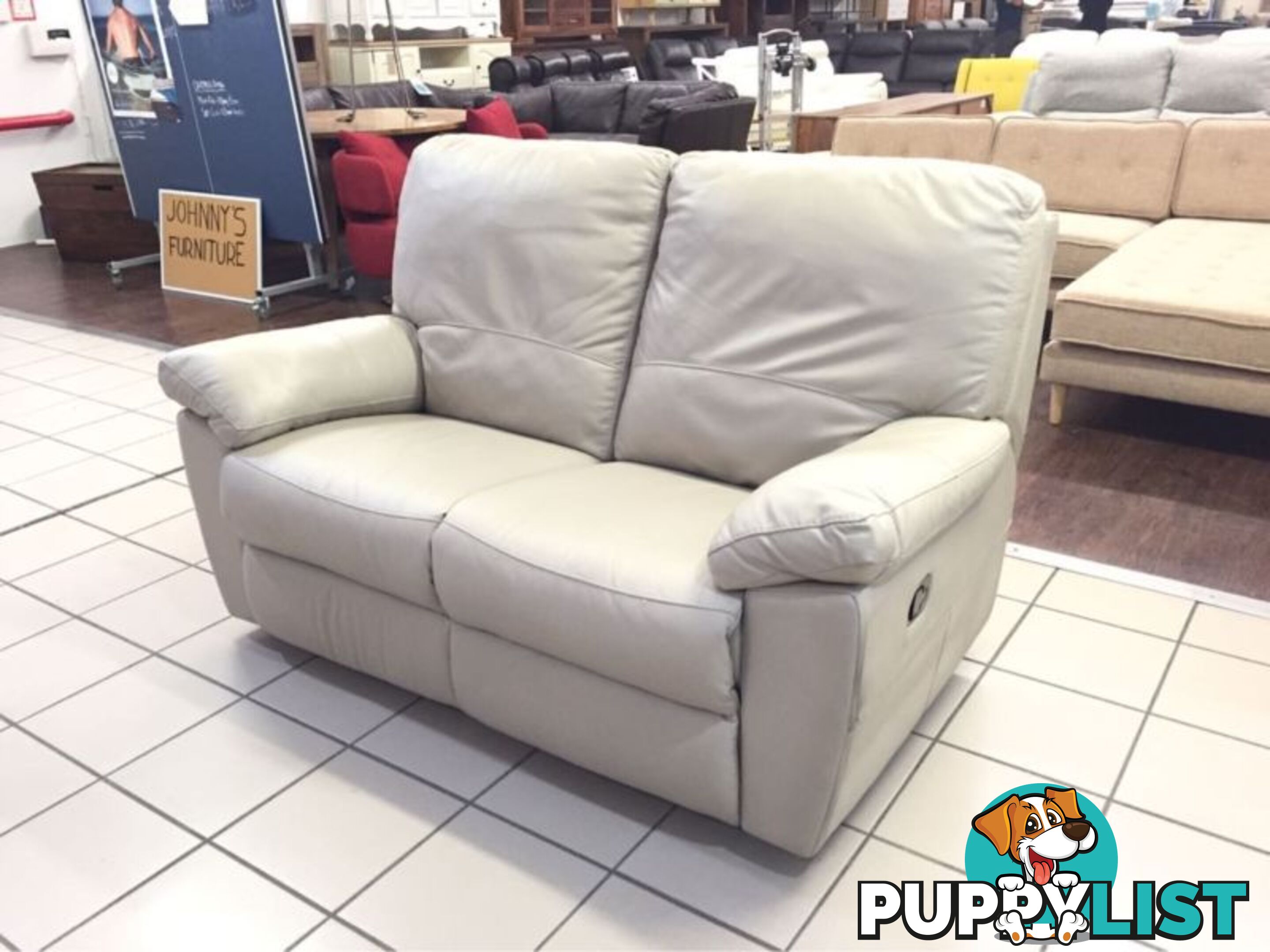 CLEARANCE 100% LEATHER 2 SEATER DUAL RECLINER