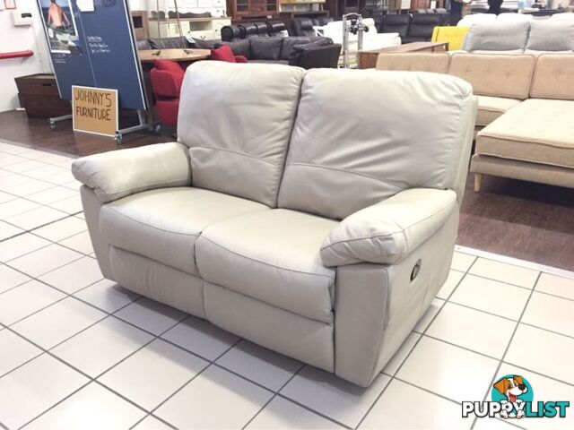 CLEARANCE 100% LEATHER 2 SEATER DUAL RECLINER