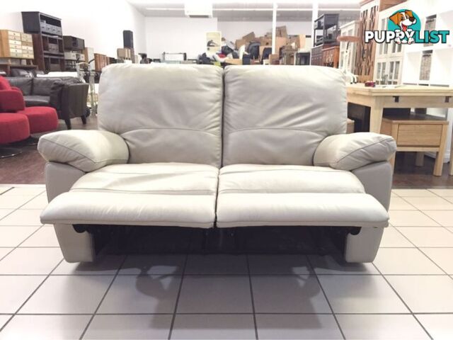 CLEARANCE 100% LEATHER 2 SEATER DUAL RECLINER