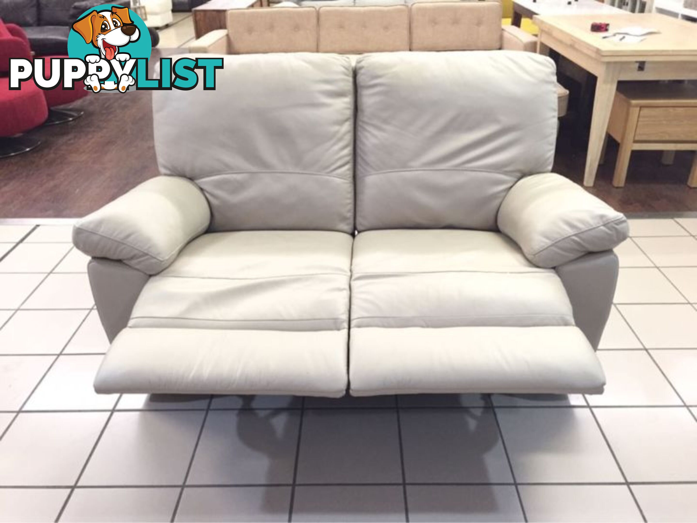 CLEARANCE 100% LEATHER 2 SEATER DUAL RECLINER