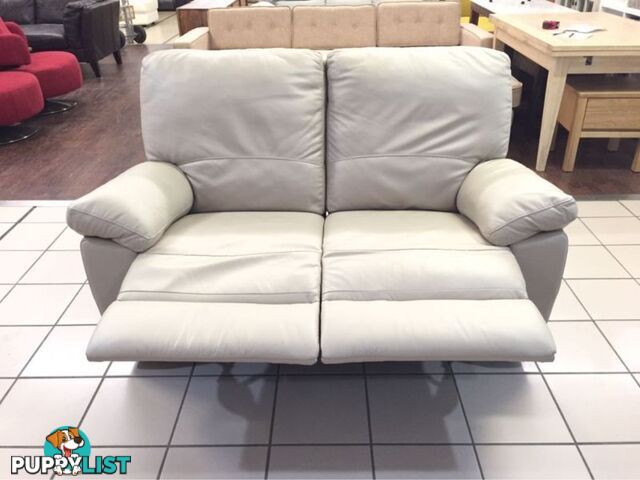 CLEARANCE 100% LEATHER 2 SEATER DUAL RECLINER