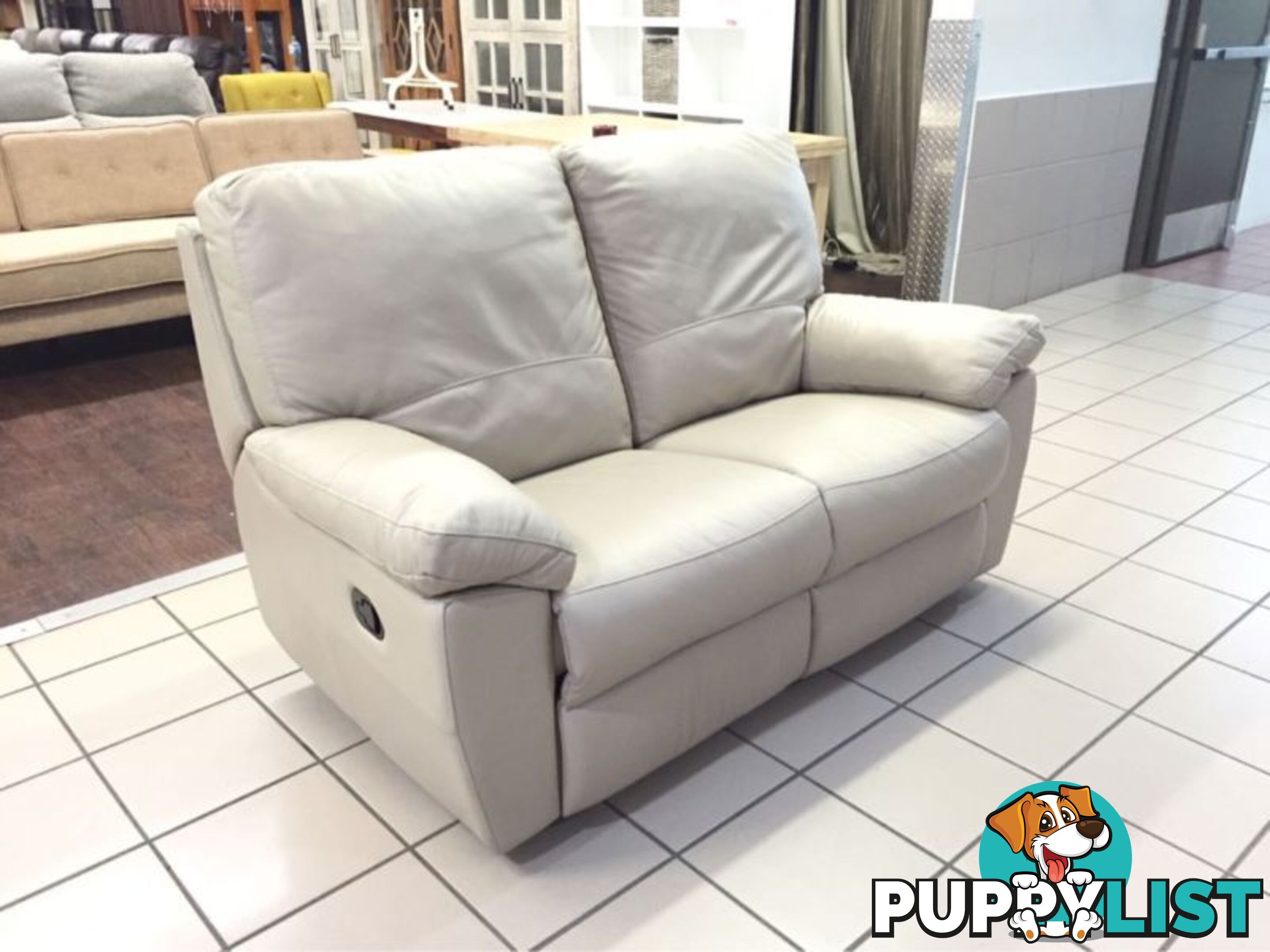 CLEARANCE 100% LEATHER 2 SEATER DUAL RECLINER