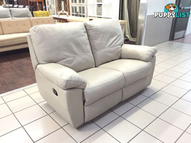 CLEARANCE 100% LEATHER 2 SEATER DUAL RECLINER