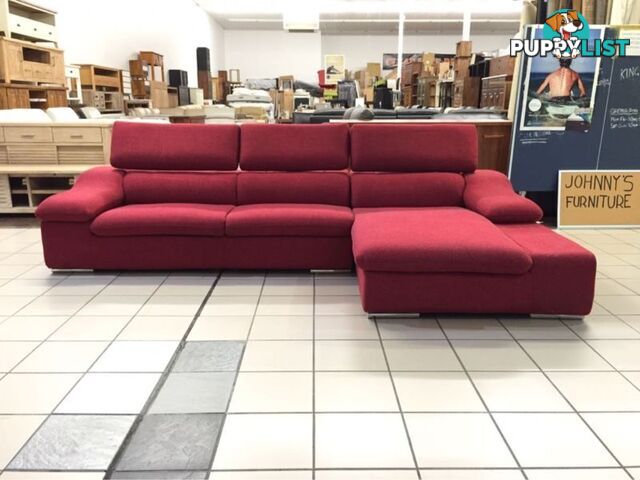 CLEARANCE 3 SEATER + CHAISE W/ADJUSTABLE HEADRESTS