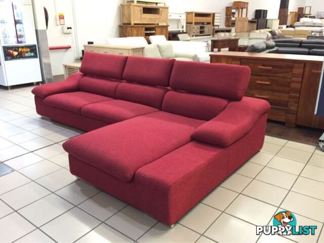 CLEARANCE 3 SEATER + CHAISE W/ADJUSTABLE HEADRESTS